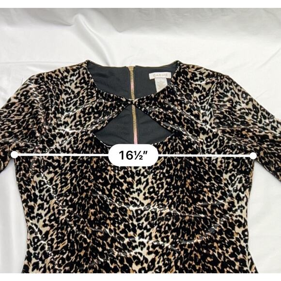 Cache Velvet Leopard Print Keyhole Bodycon Long Sleeve Sheath Women's Size 6 - Picture 8 of 12